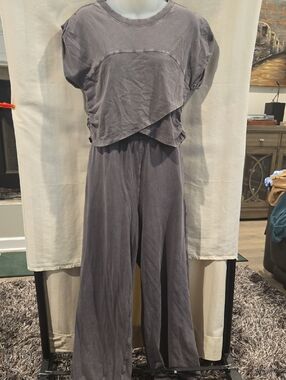 FP Movement by Free People Washed Gray Wide-Leg Jumpsuit.. The Discoloration Is